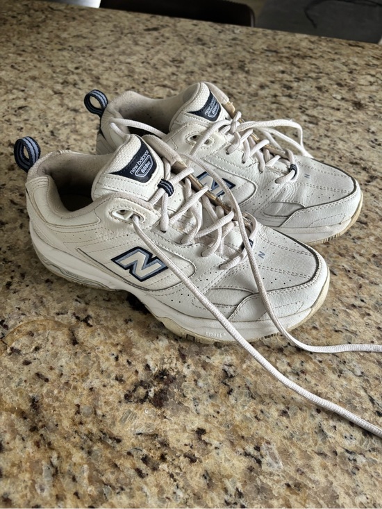 New Balance Shoes - New Balance White and Navy Sneakers